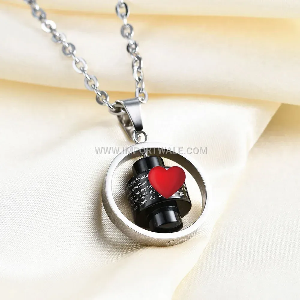 Rotatable Cutout Stainless Steel Letter Pendant Necklace