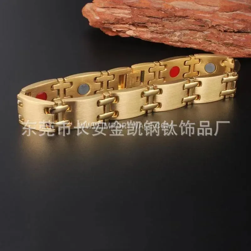Handcrafted Geometric Bio Magnetic Stainless Steel Couple Bracelet