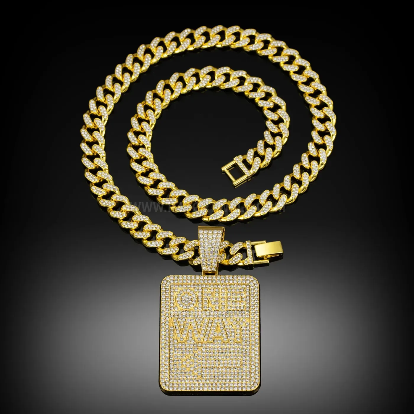 Crystal Encrusted Square Letter Hip Hop Pendant