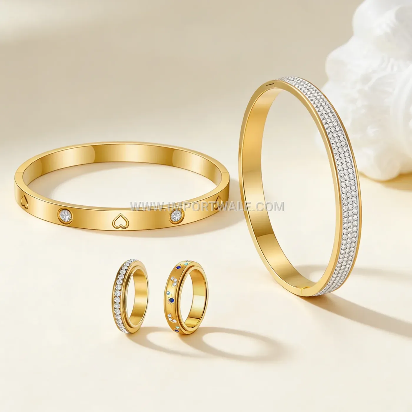 Pave Crystal Stainless Steel Jewelry Set