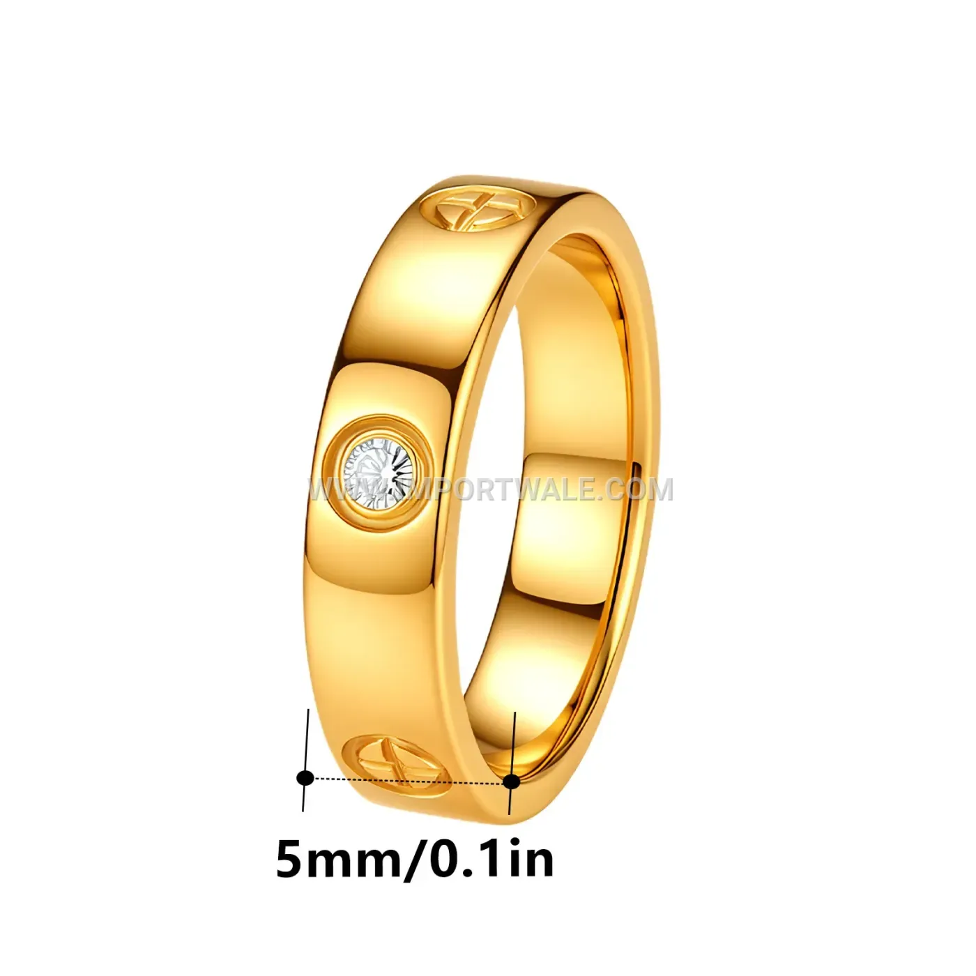 Polished Gold Stainless Steel Screw Detail Band Ring