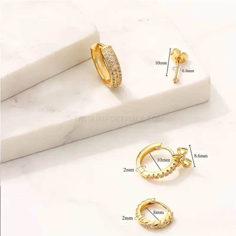 Modern Rhinestone Bow Twisted Stainless Steel Ear Cartilage Stud Set