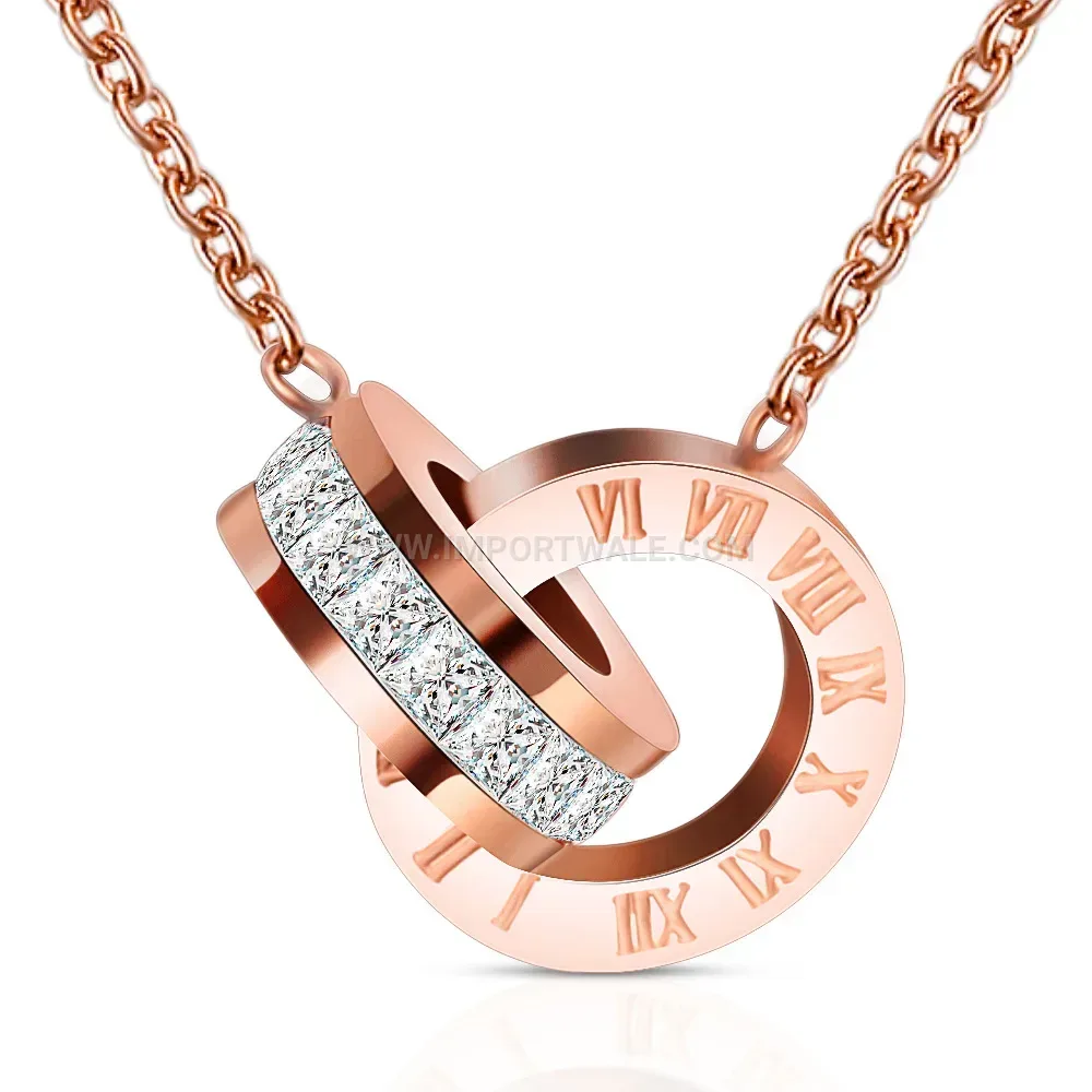 Elegant Roman Numeral Disc Stainless Steel Multi Layer Necklace