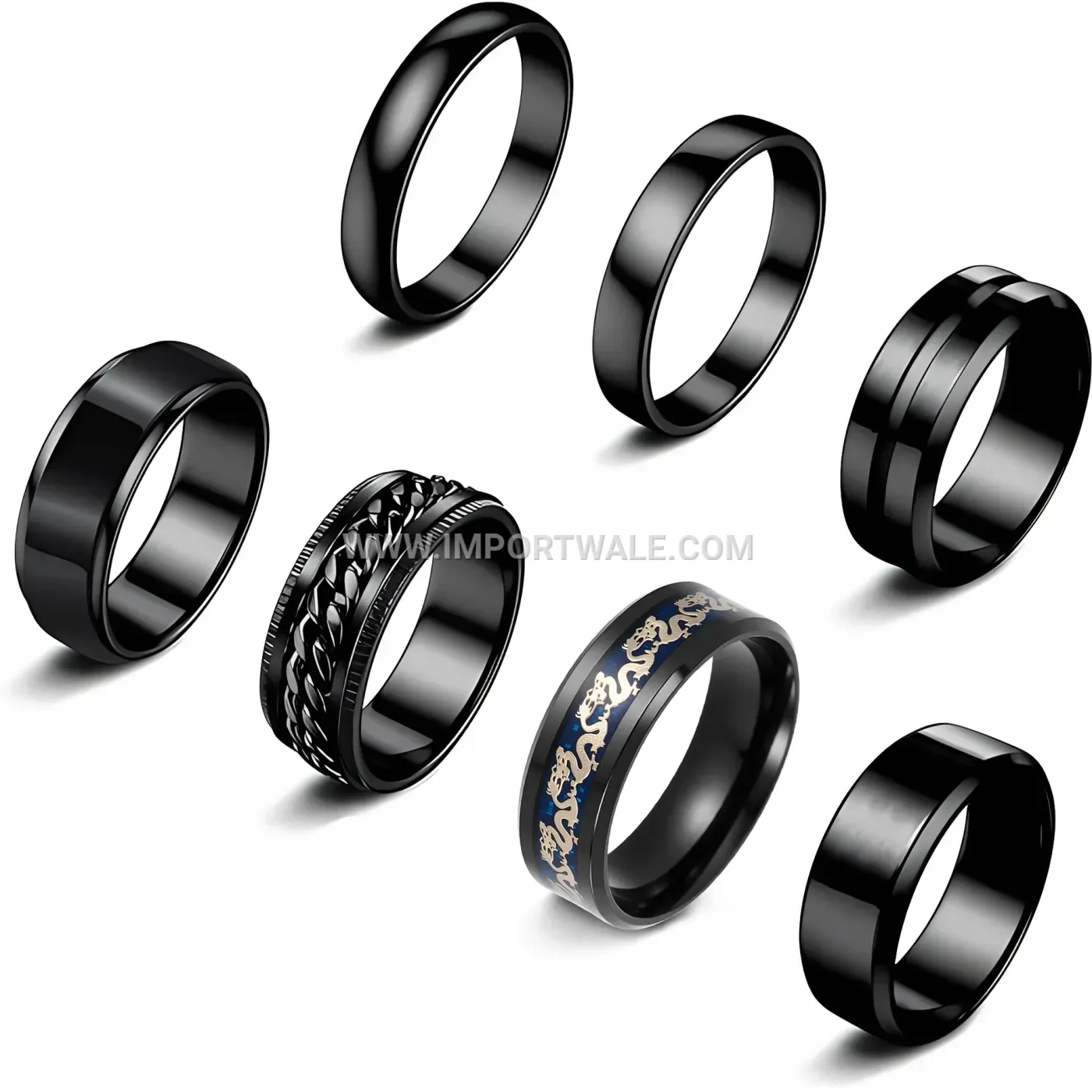 Slim Stainless Steel Three-Stone Band Ring