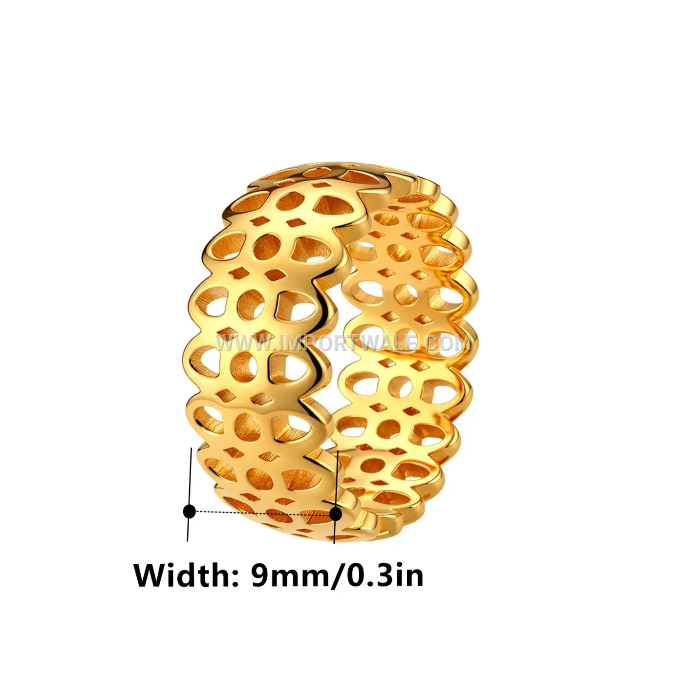 Vintage Cutout Filigree Stainless Steel Wide Band Ring