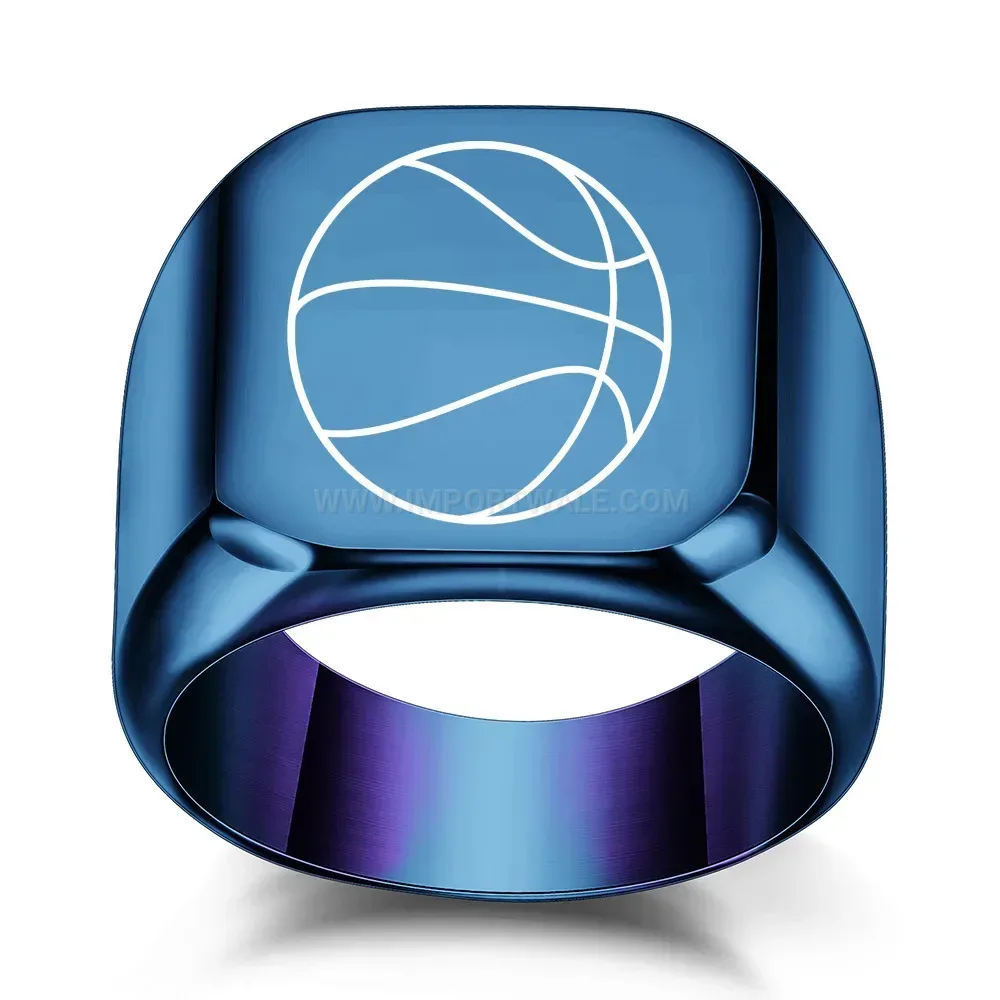 Bold Engraved Square Top Stainless Steel Signet Ring