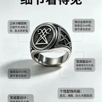 Gothic Sigil Polished Stainless Steel Signet Ring