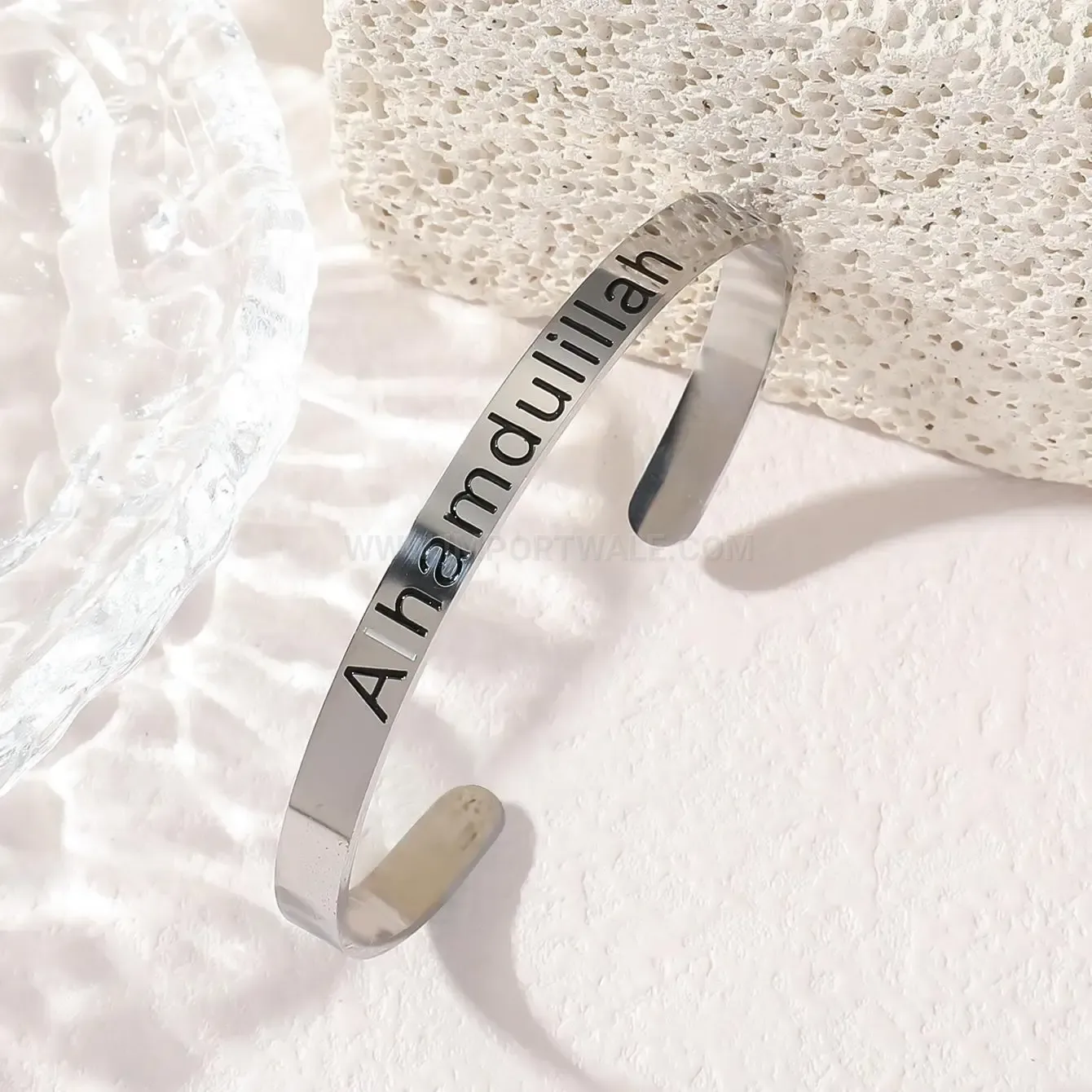 Minimalist Stainless Steel Arabic Script Bar Bangle