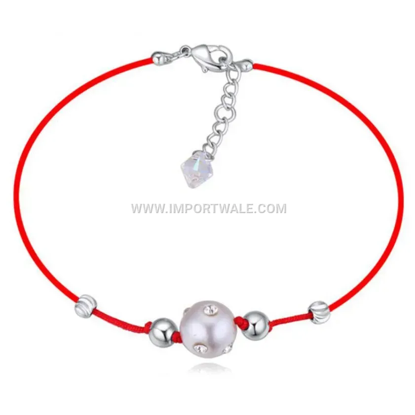 Minimalist Crystal Inlaid Red Thread Charm Bracelet
