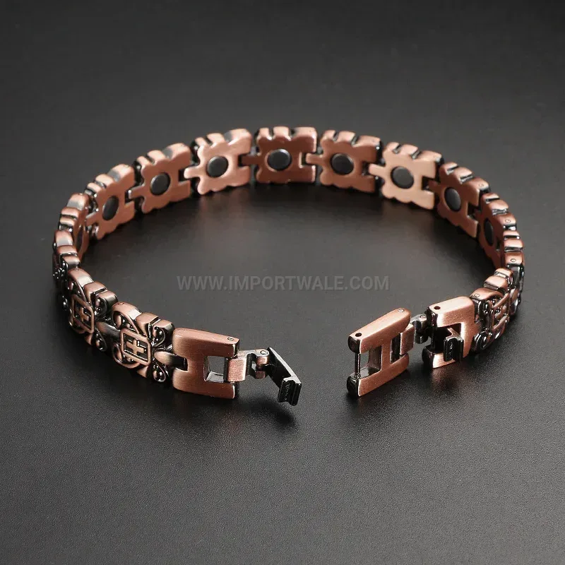 Fashion Vintage Electroplated Pure Copper Cross Bio Magnetic Bracelet