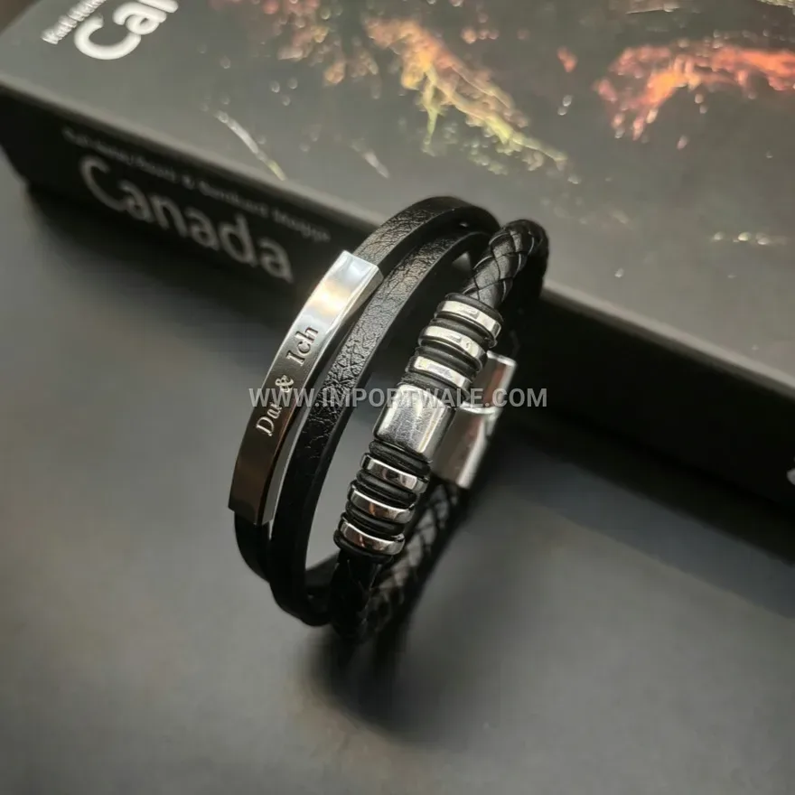 Multi Layer Braided Leather Tube Magnetic Clasp Wristband
