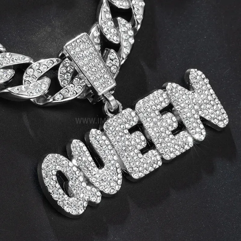 Elegant Rhinestone Custom Initial Letter Alloy Pendant Necklace