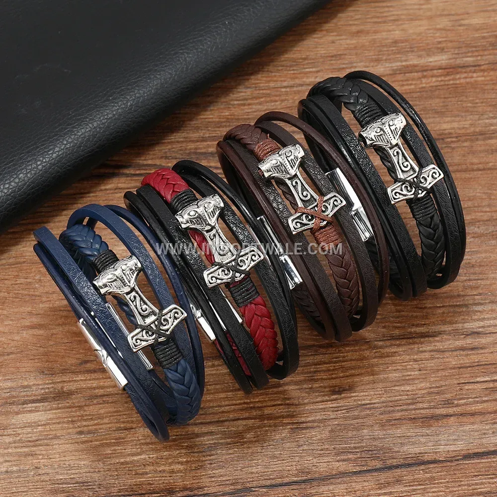 Thor Hammer Woven Leather Strap with Magnetic Fastener