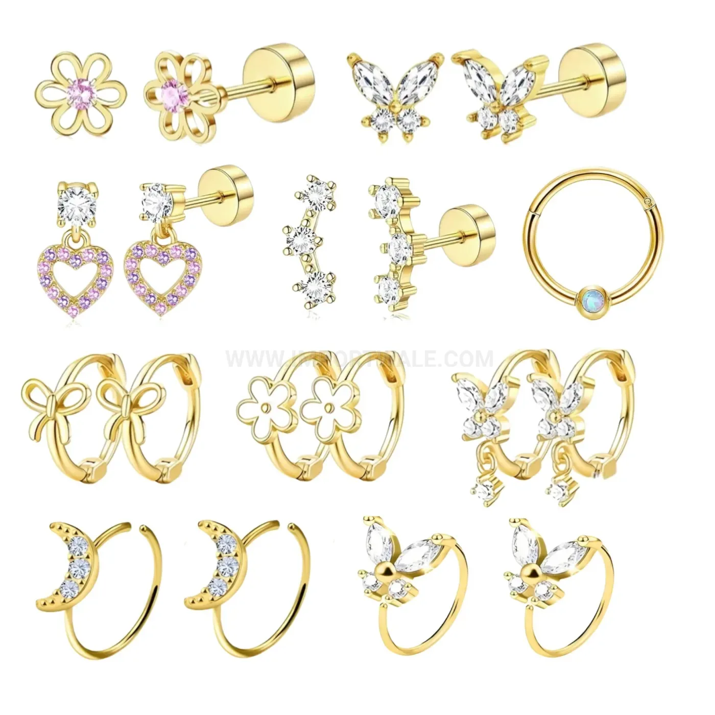 Bold Stainless Steel Multi-Style Stud and Hoop Stacking Piercing Set