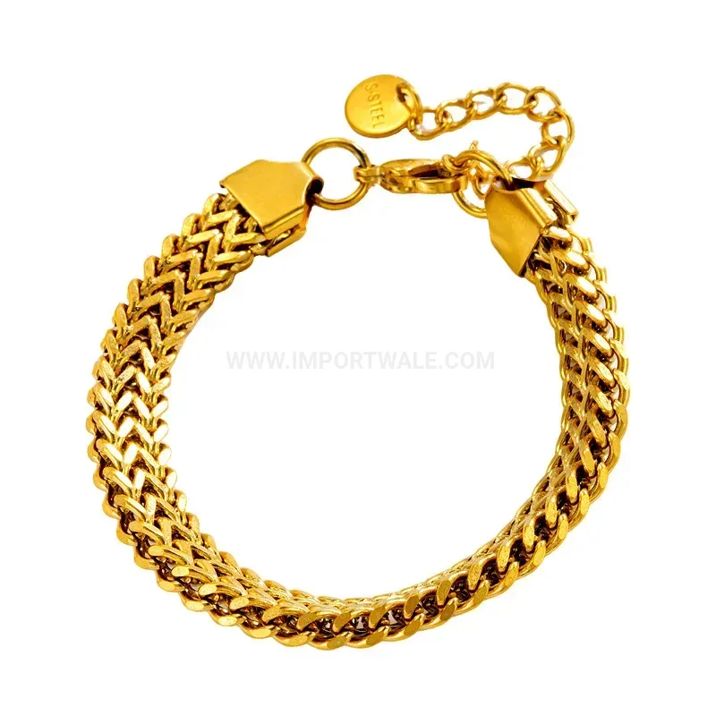 Bold Chunky Gold Plated Stainless Steel Cuban Chain Bracelet