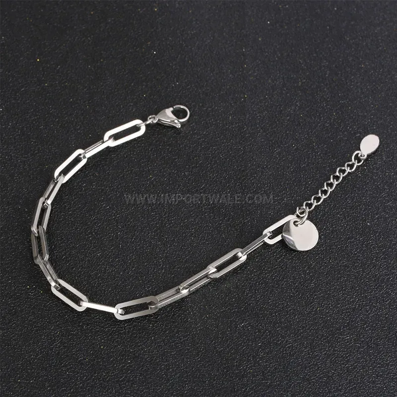Chunky Titanium Steel Square Ring Link Chain Bracelet