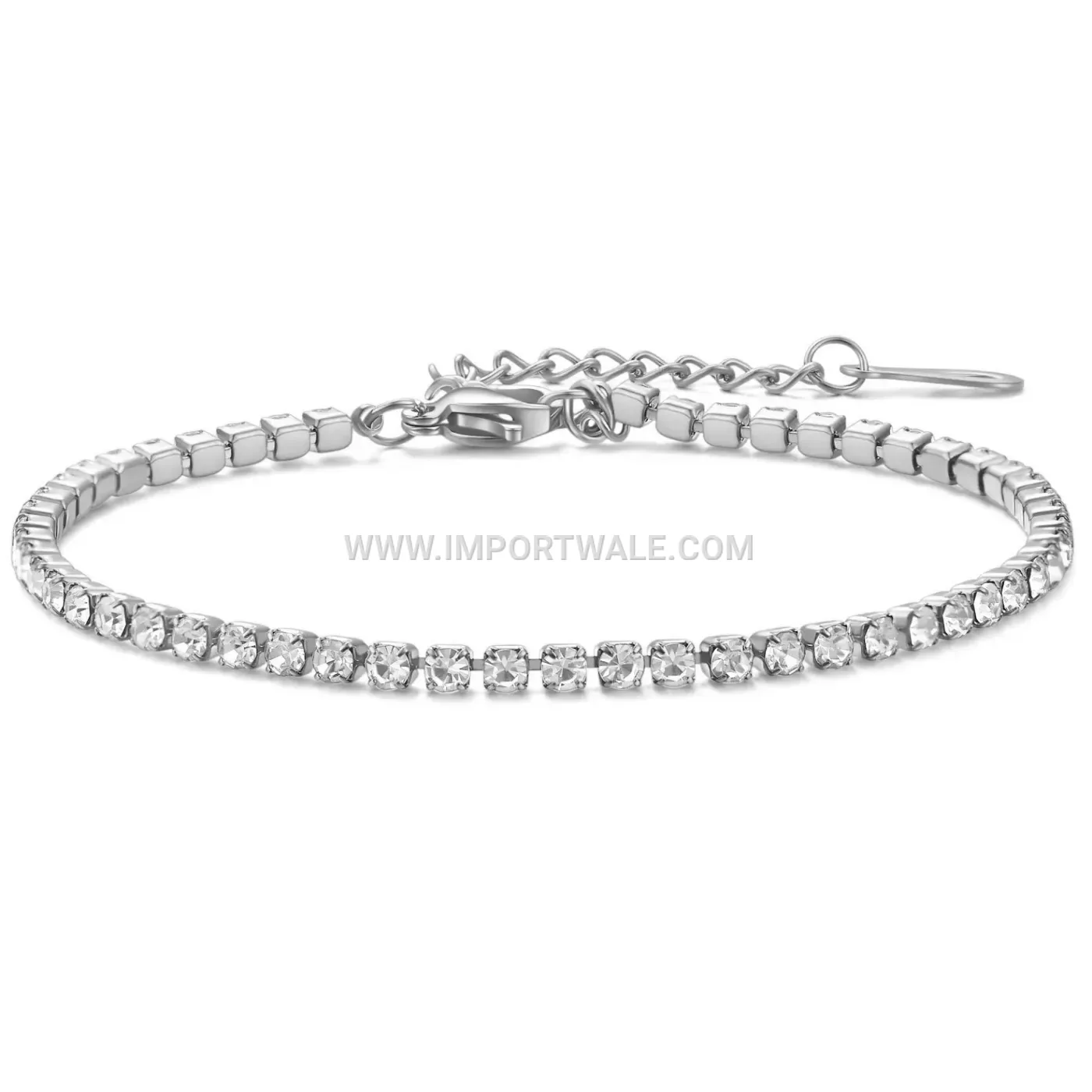 Single Row Cubic Zirconia Stainless Steel Tennis Bracelet