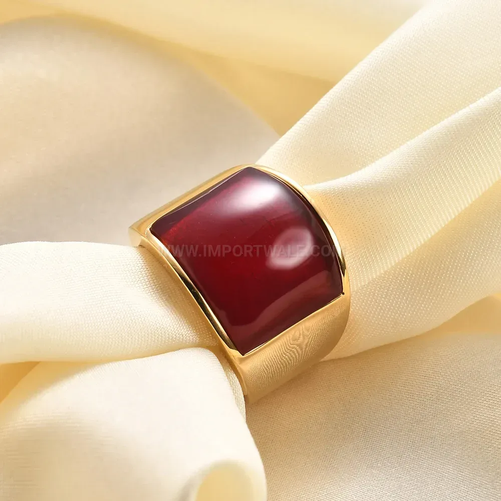 Fashion Vintage Cat Eye Gemstone Stainless Steel Statement Ring