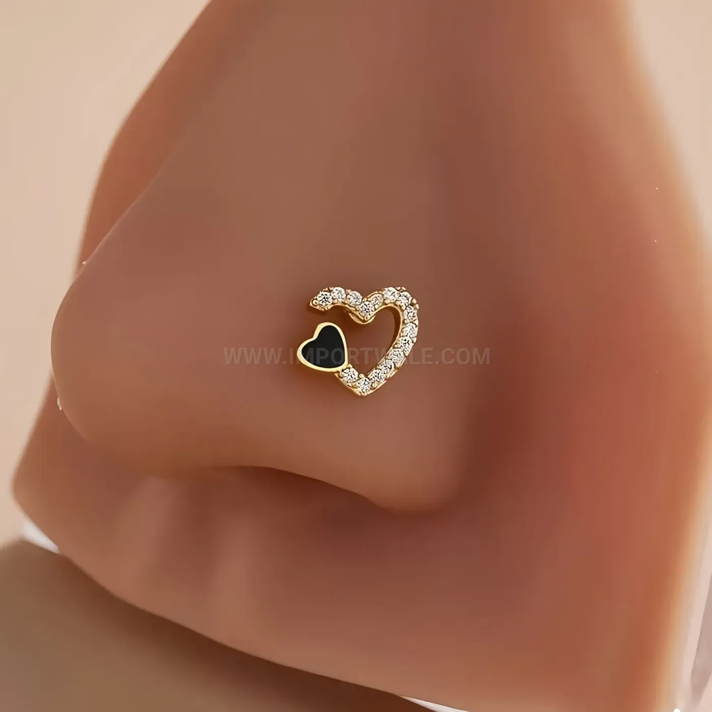 Classic Hollow Heart Rhinestone Stainless Steel Piercing Stud