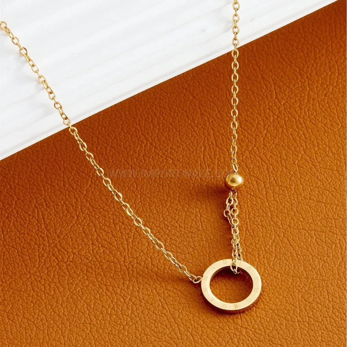 Elegant Sleek Titanium Steel Roman Numeral Disc Collar Necklace