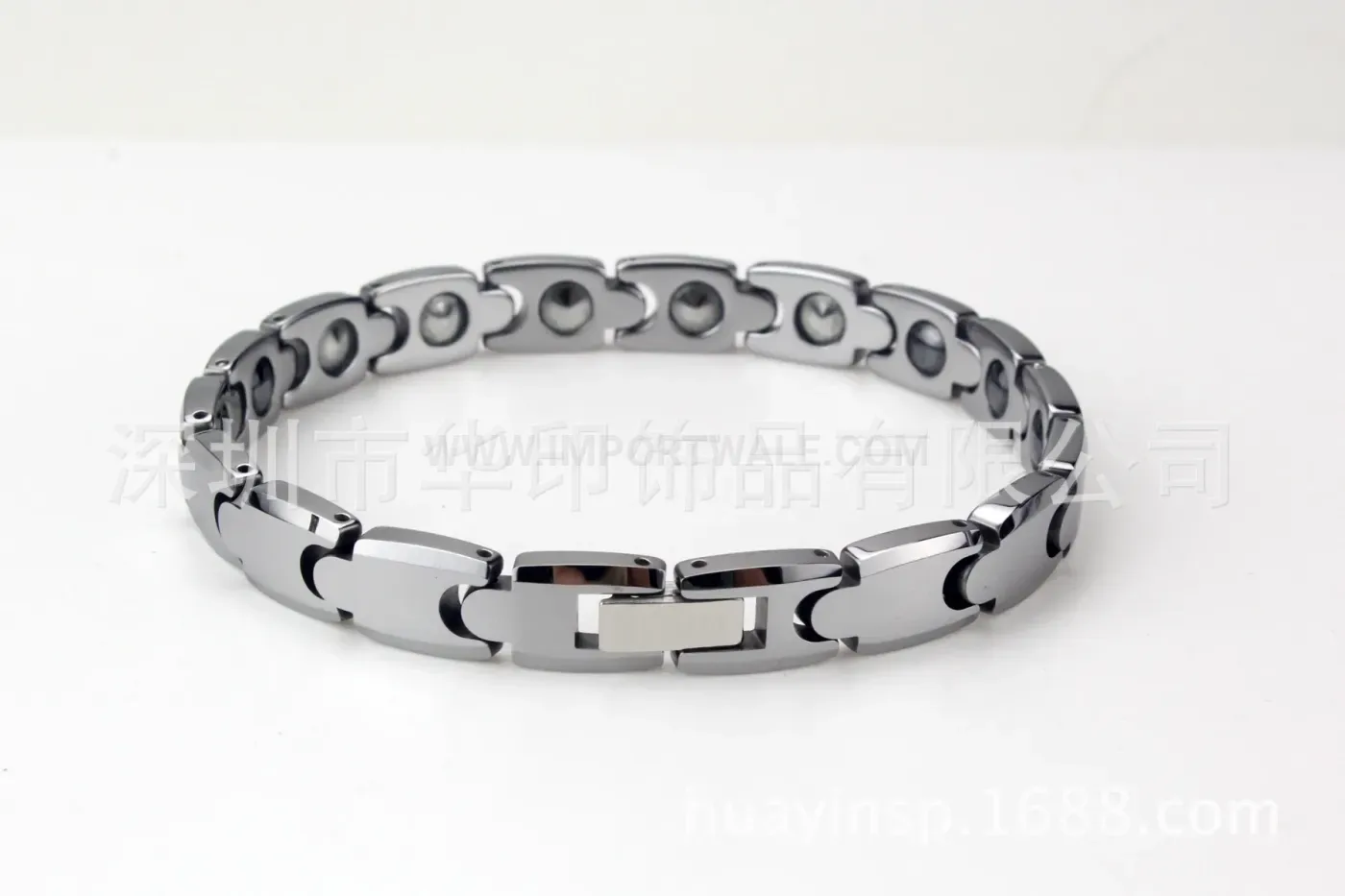 Geometric Metallic Bio Magnetic Link Bracelet