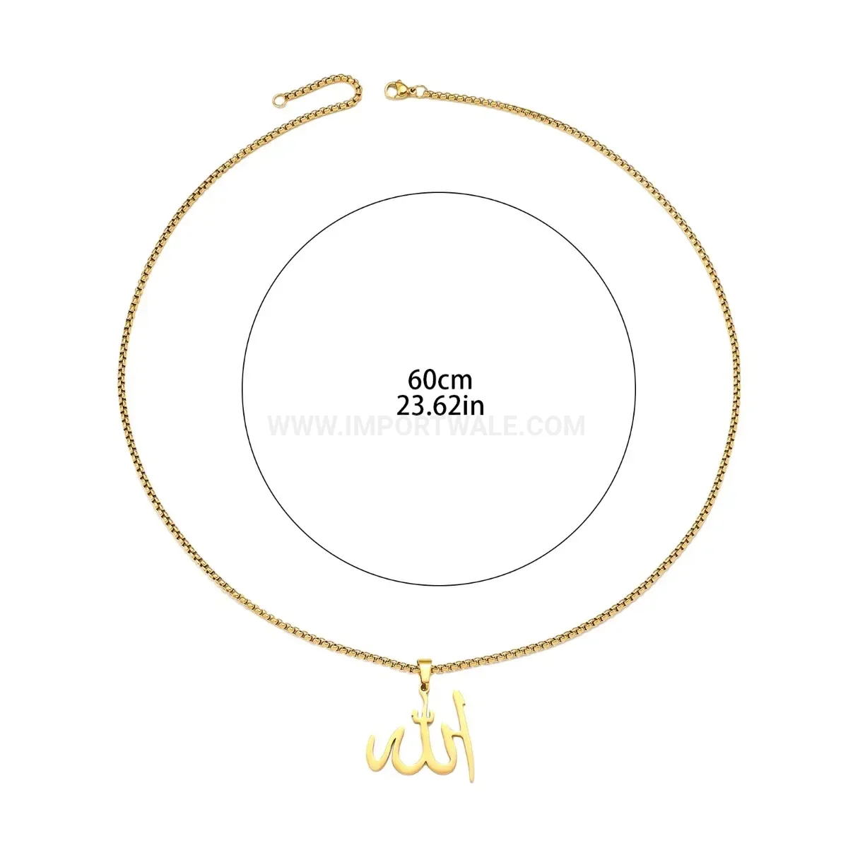 Trendy Hollow Stainless Steel Allah Calligraphy Pendant Necklace