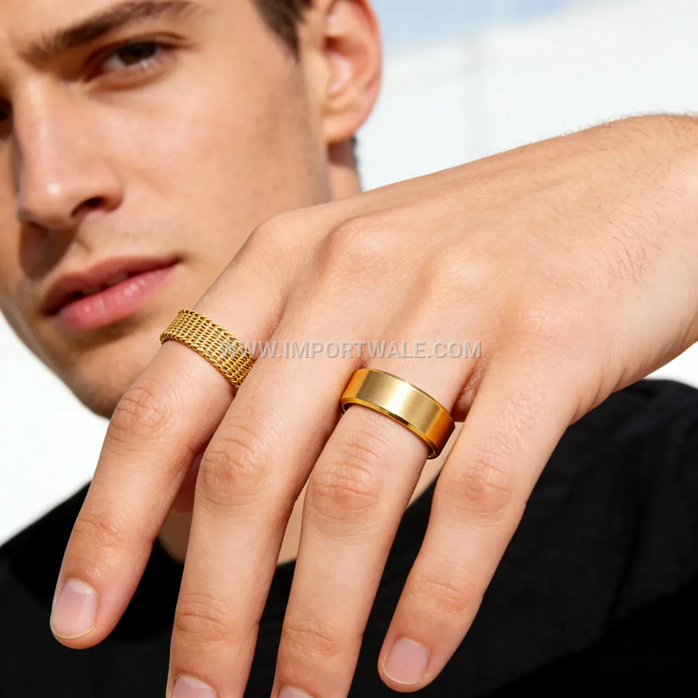 Geometric Gold Plated Stainless Steel Band Ring