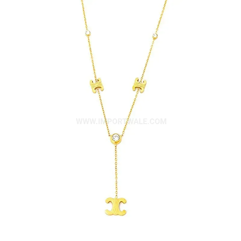 Premium French Style 18K Gold Plated Arc De Triomphe Stainless Steel Necklace