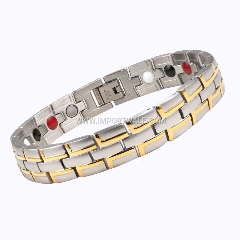 Men's Striped Titanium Steel Magnetic Energy Bracelet