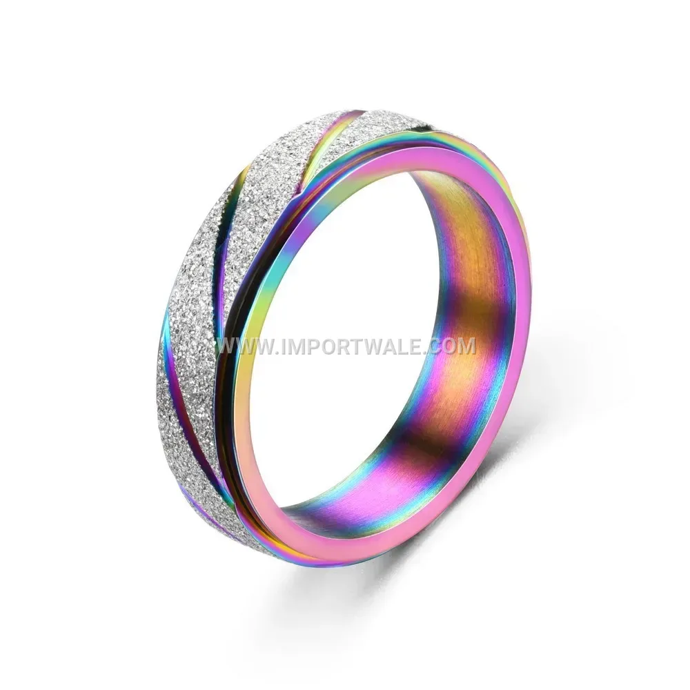 Textured Frosted Metallic Stainless Steel Spinner Ring