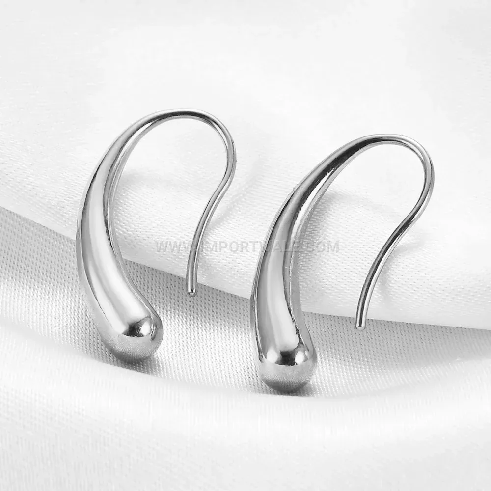 Curved Waterdrop 14K Gold Plated Stainless Steel Earrings 12mm