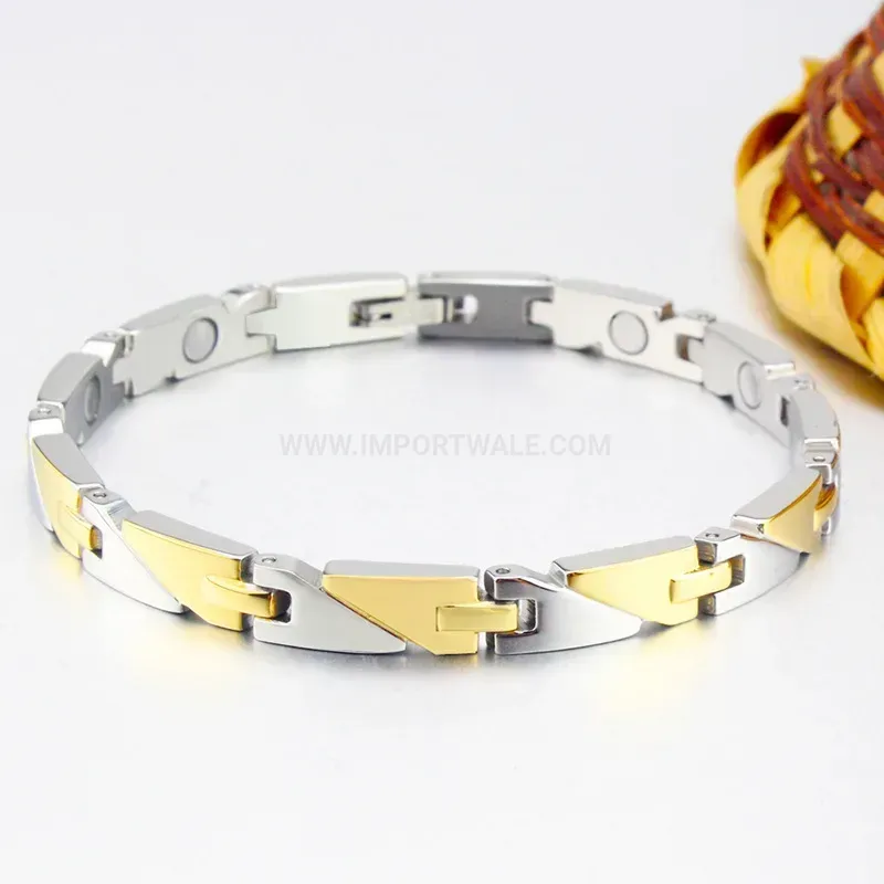 Modern Men Geometric Two-Tone Titanium Steel Bio Magnetic Bracelet