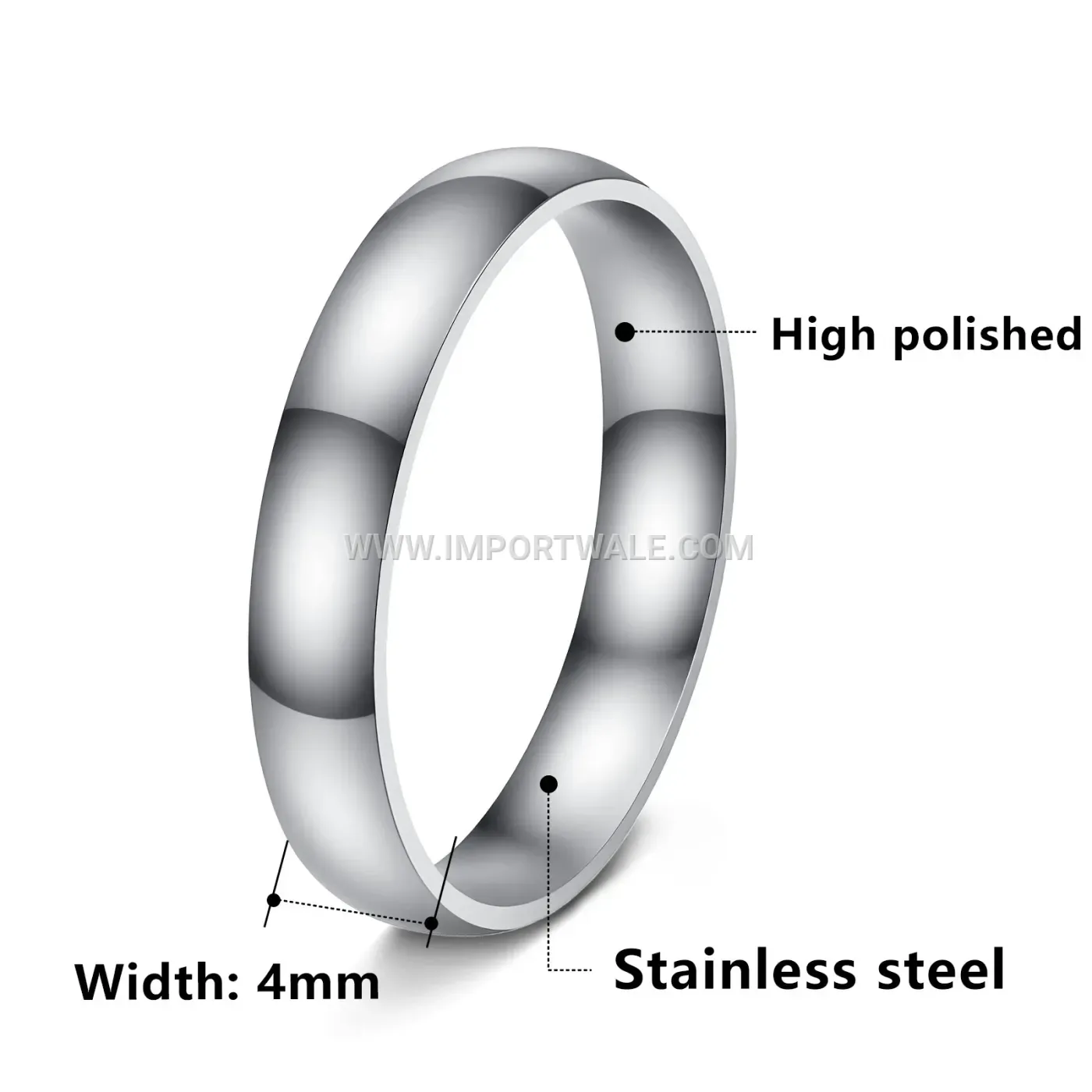 Minimalist 4mm Stainless Steel Smooth Comfort Fit Band Ring