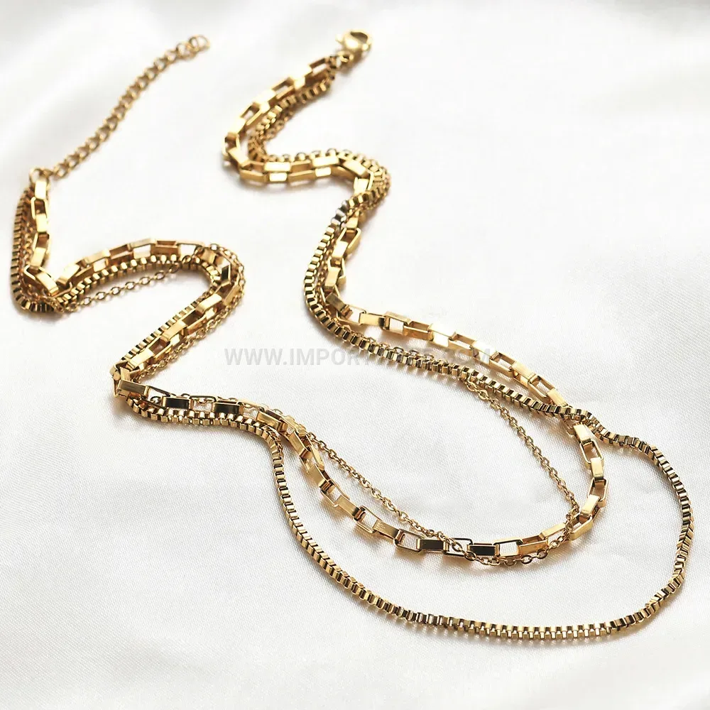 Layered Stainless Steel Alphabet Letter Pendant Necklace
