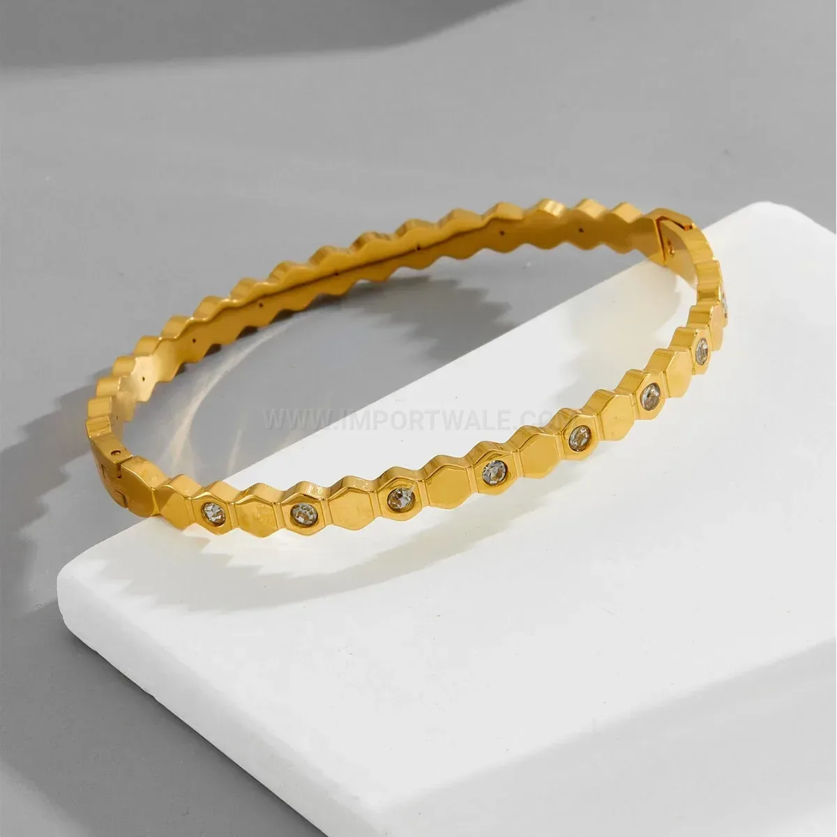 Rhinestone Diamond Rhombus Titanium Steel Bangle Bracelet