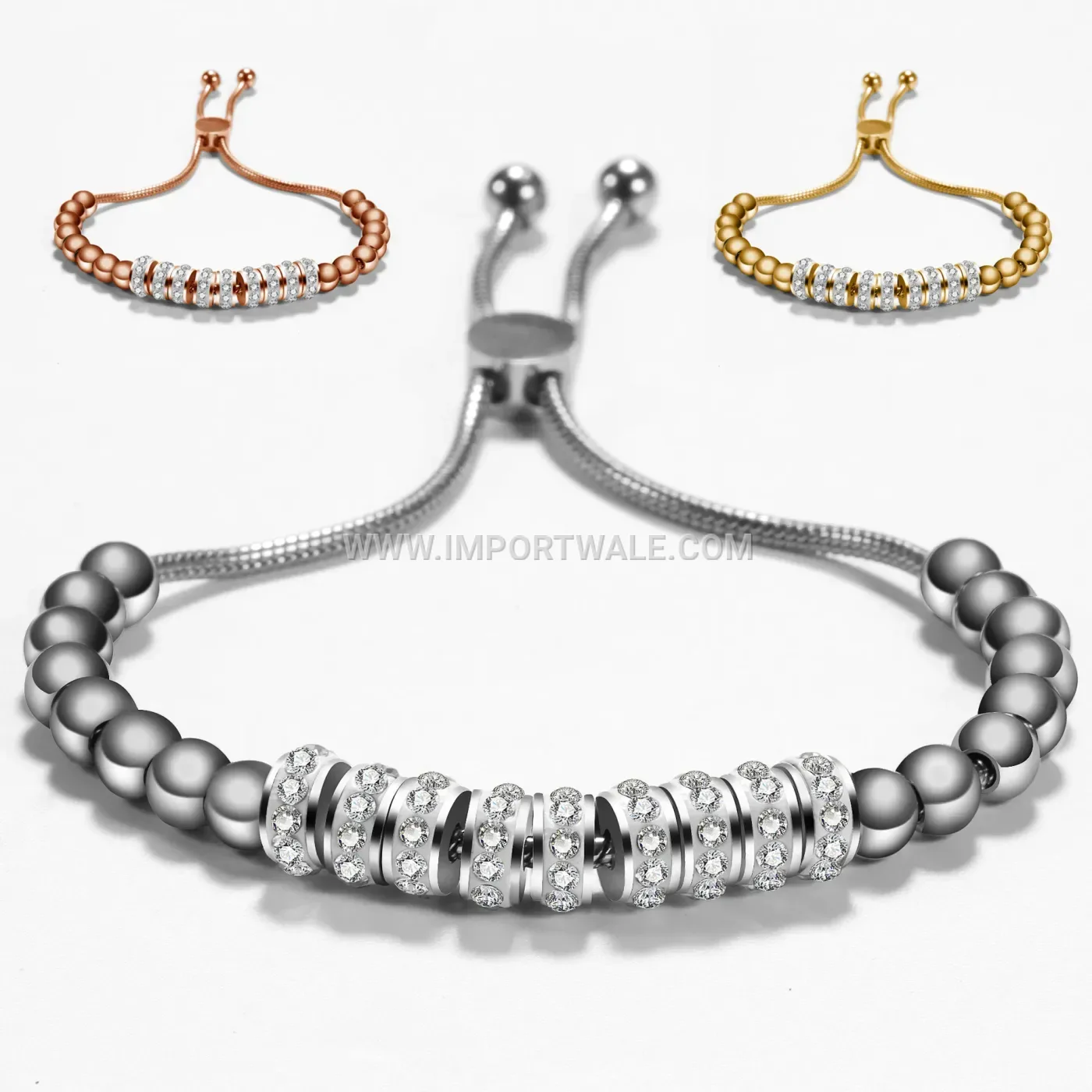 Minimalist Adjustable Stainless Steel Beaded Chain Bracelet