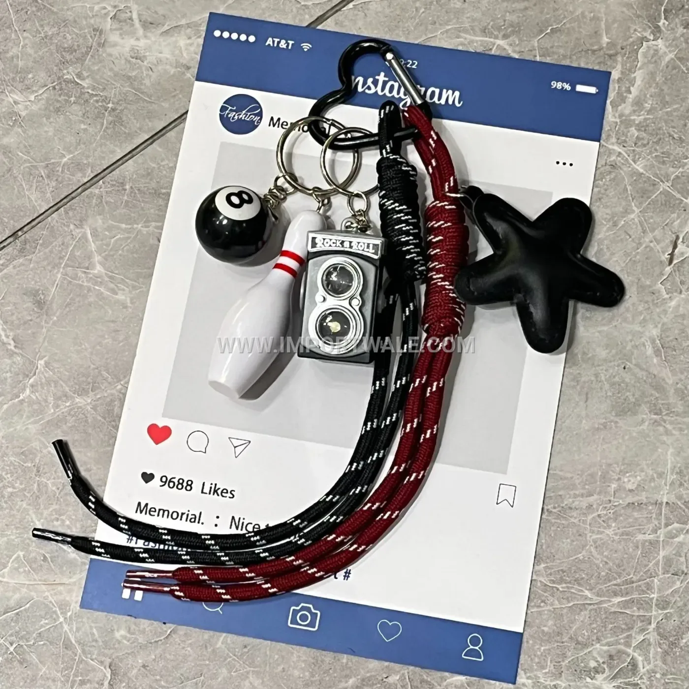 Retro Leather Star Camera Bowling Ball Charm