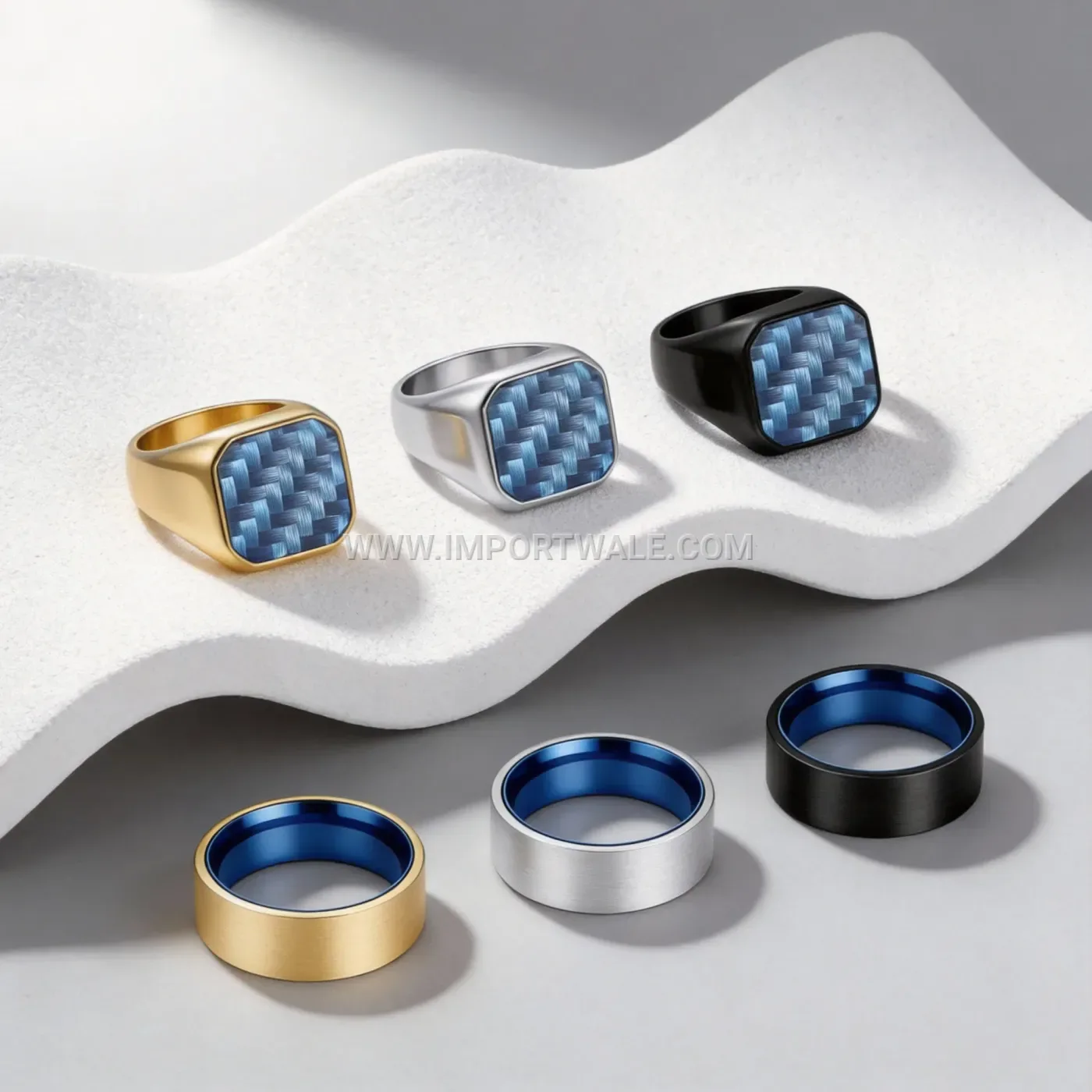 Engraved Script Stainless Steel Band Ring 6mm