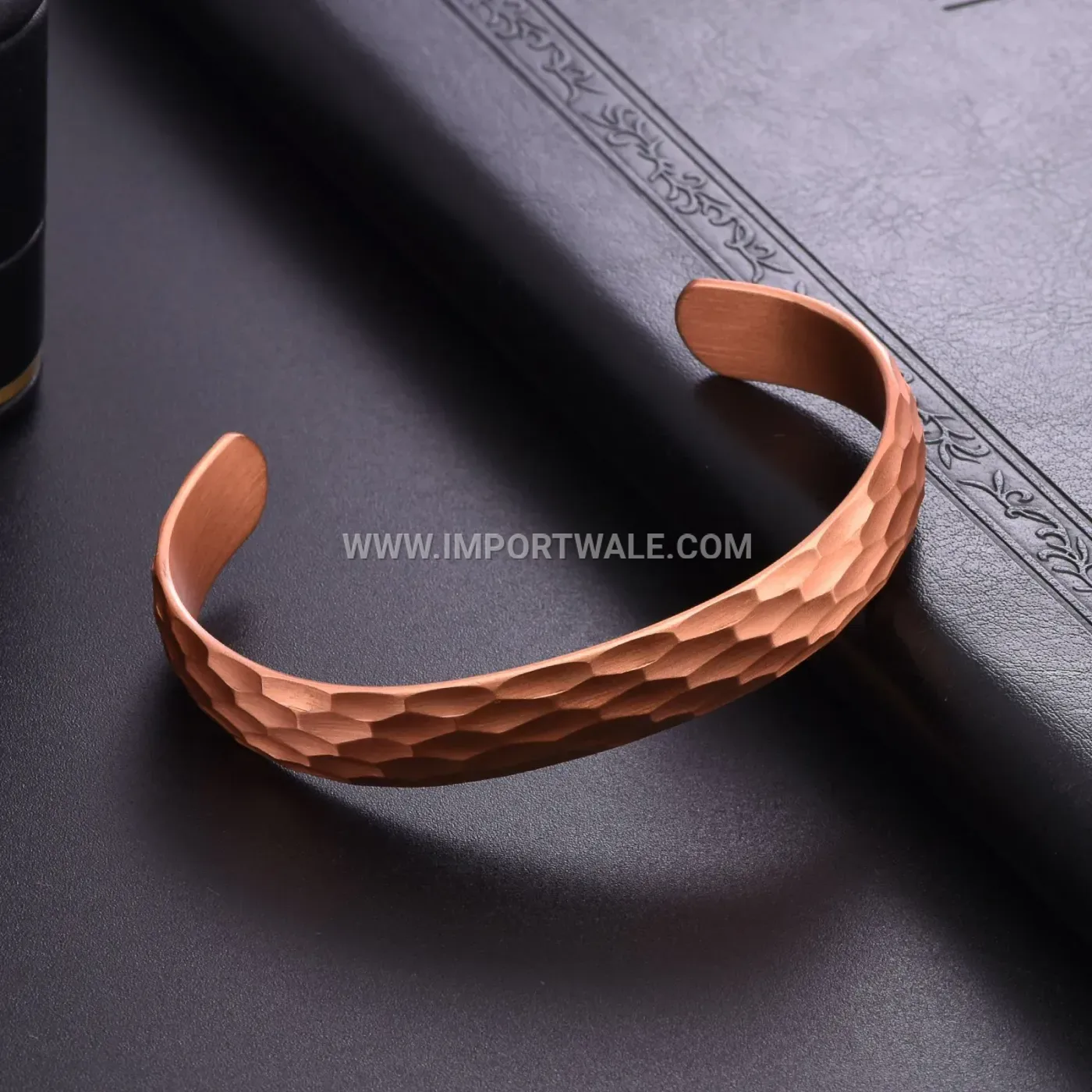 Vintage Rhombus Pattern Adjustable Solid Copper Open Bangle