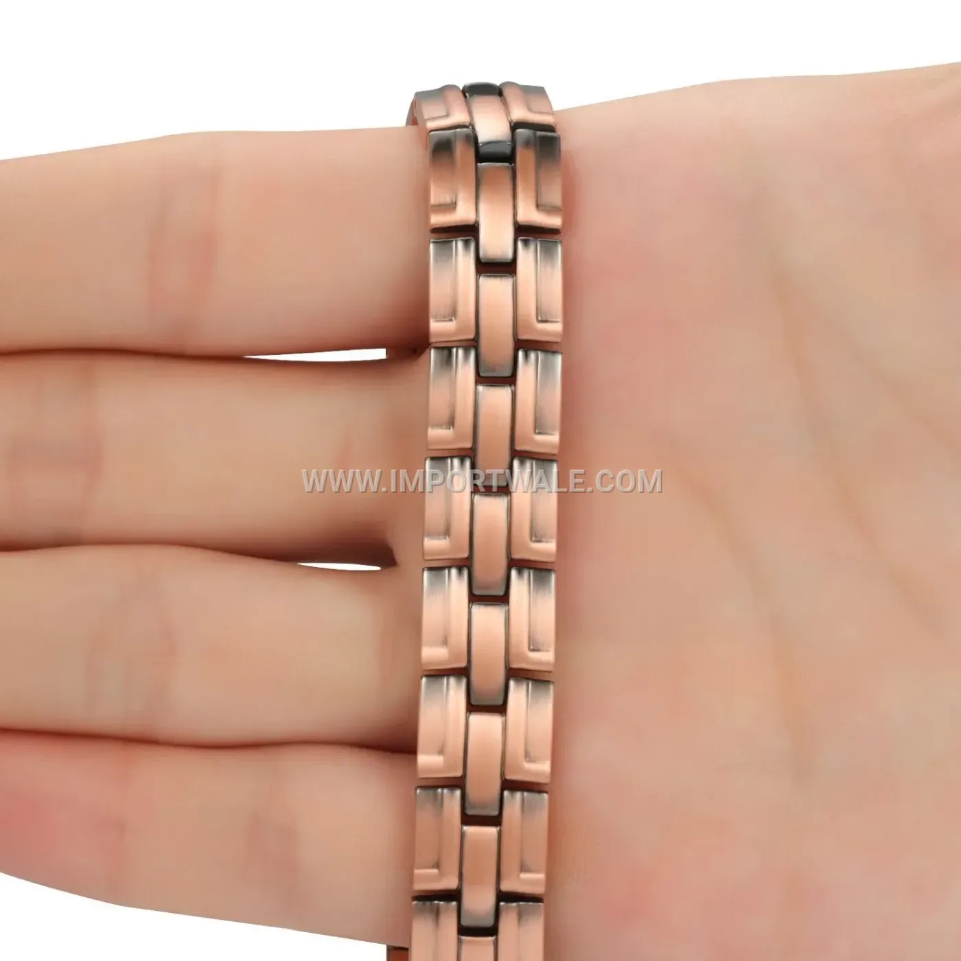 Wide Geometric Stripe Copper Bio Magnetic Bracelet