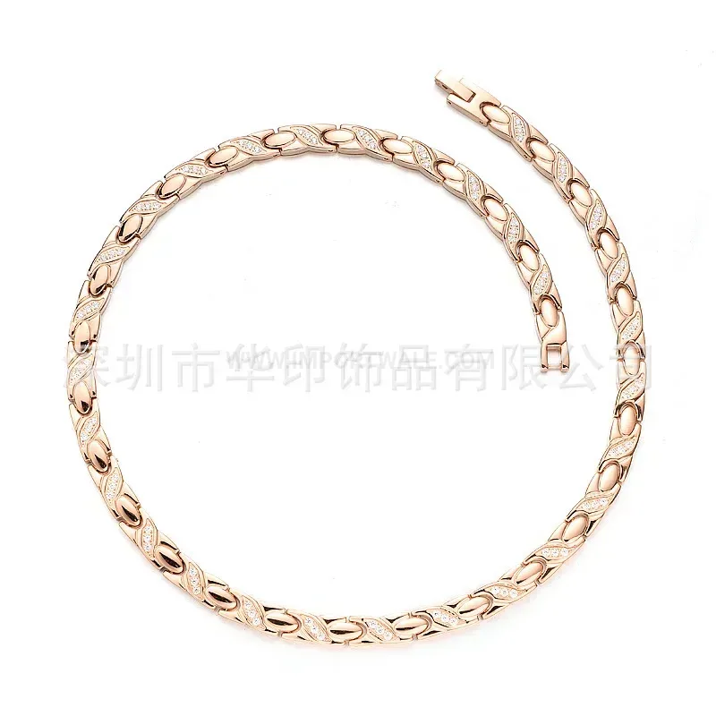 Trendy Stainless Steel Bio Energy Chain Necklace with Crown Motif