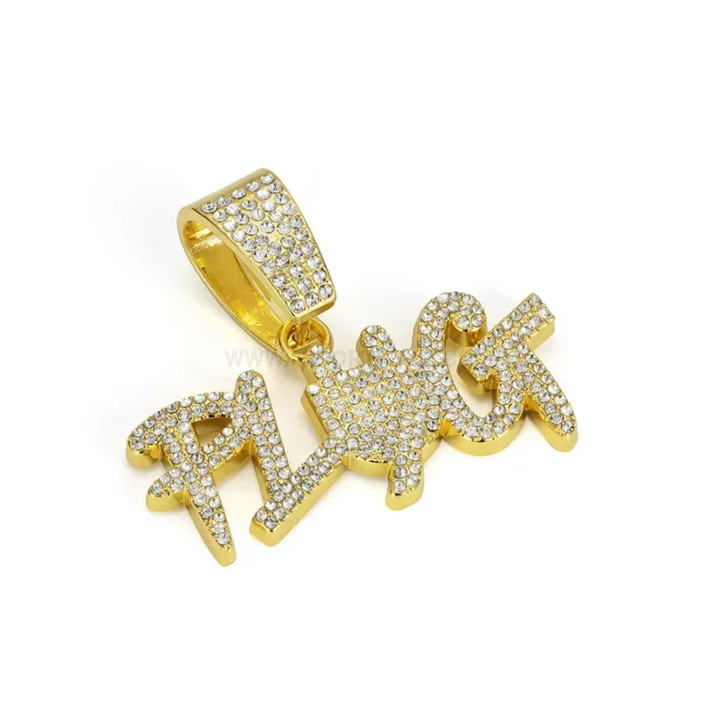 Stylish Iced Out Letter PLYG Pendant Alloy Cuban Chain