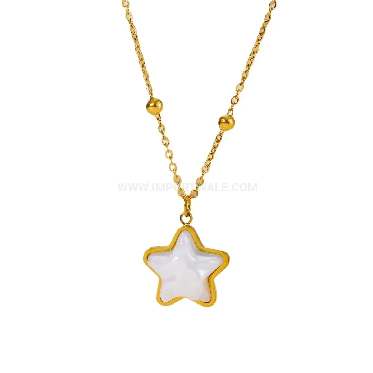 Stylish Minimalist Gold Plated Stainless Steel Star Shell Pendant Necklace