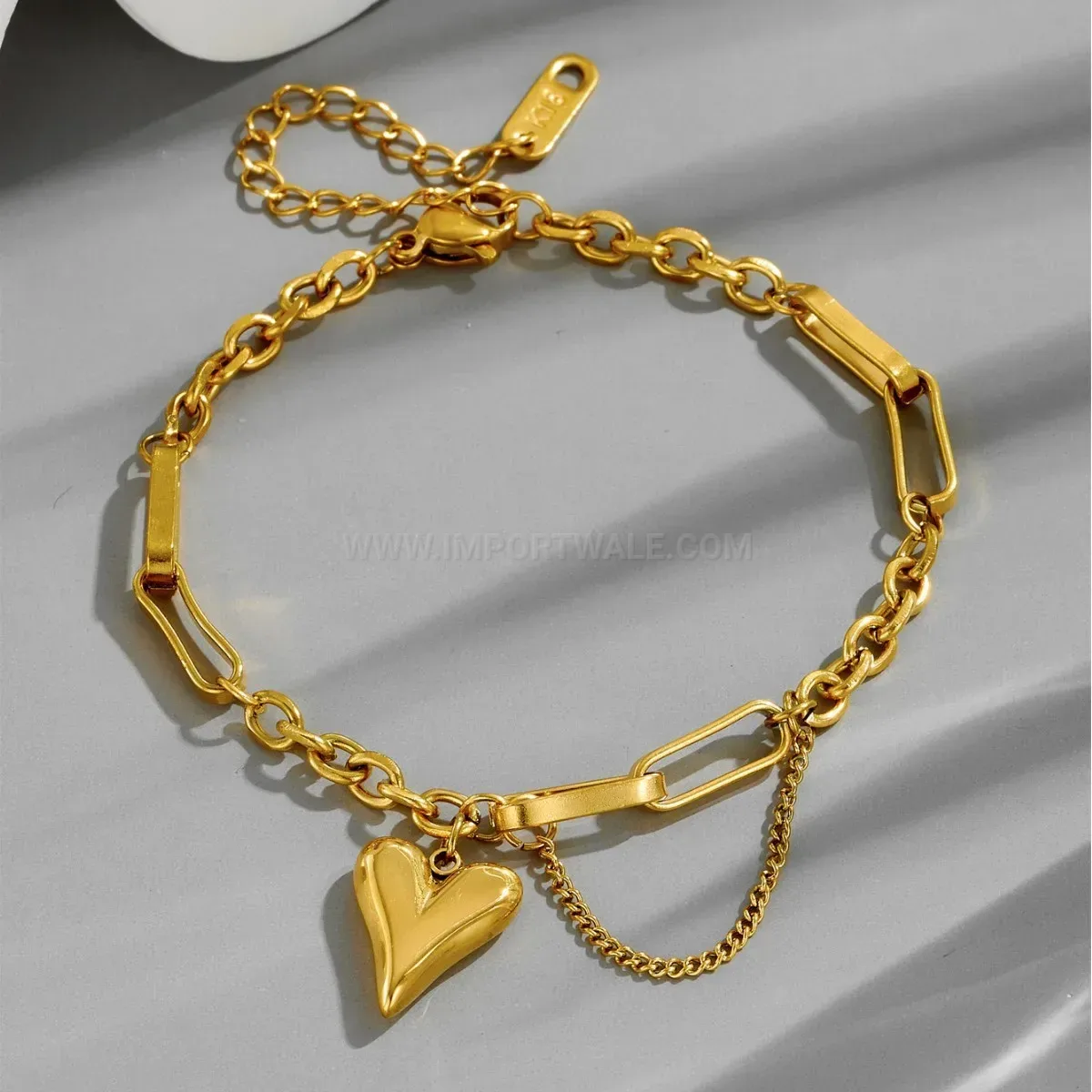 Trendy 18K Gold Plated Heart Pendant Stainless Steel Jewelry Set