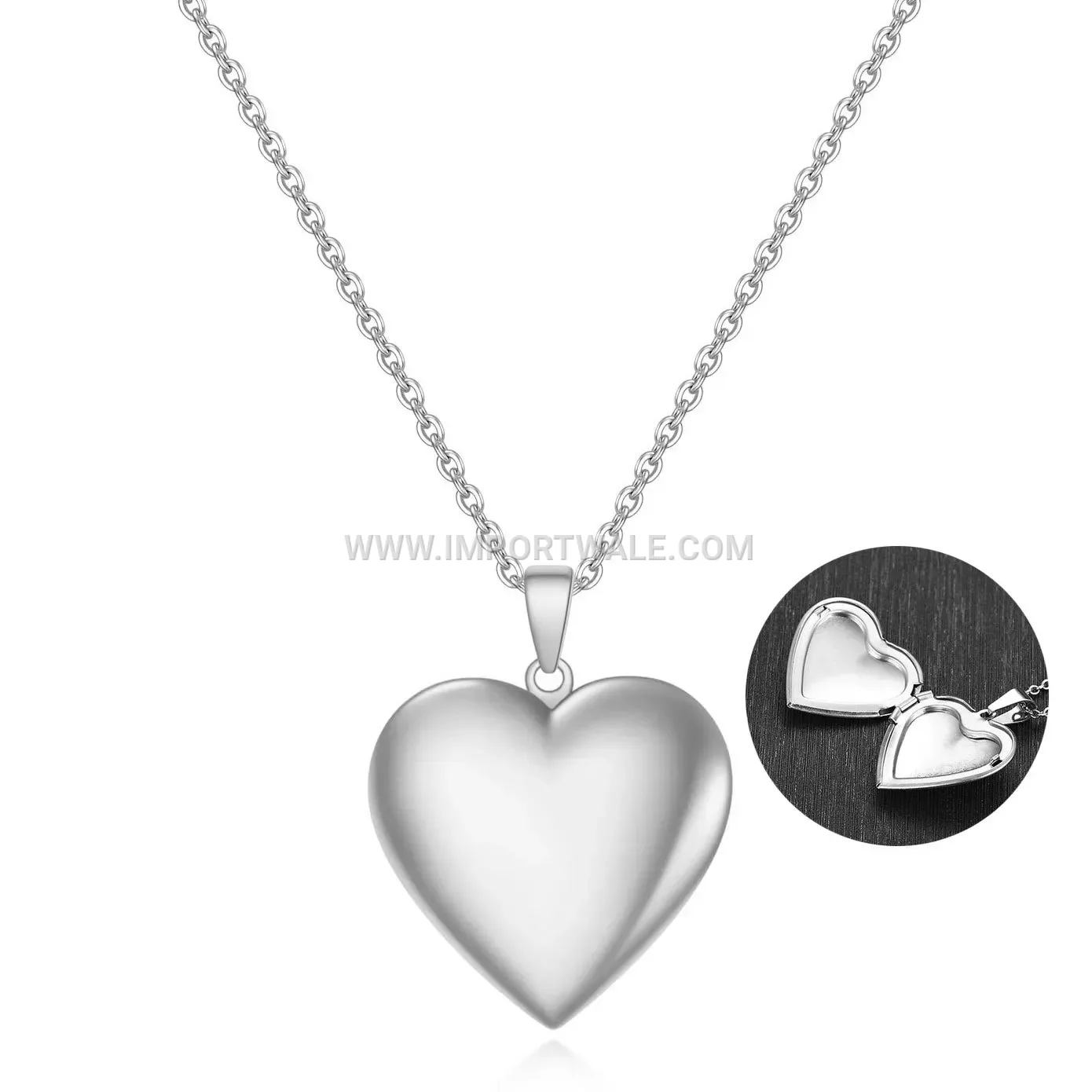 Openable Stainless Steel Heart Locket Pendant Necklace