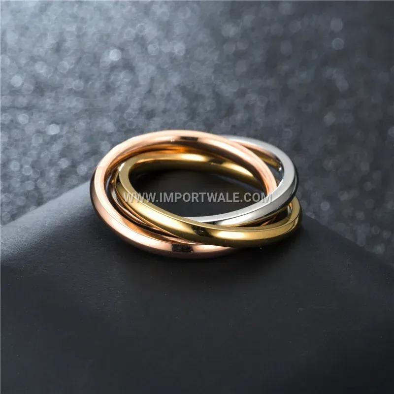 Interlocking Three Band Stainless Steel Rolling Ring