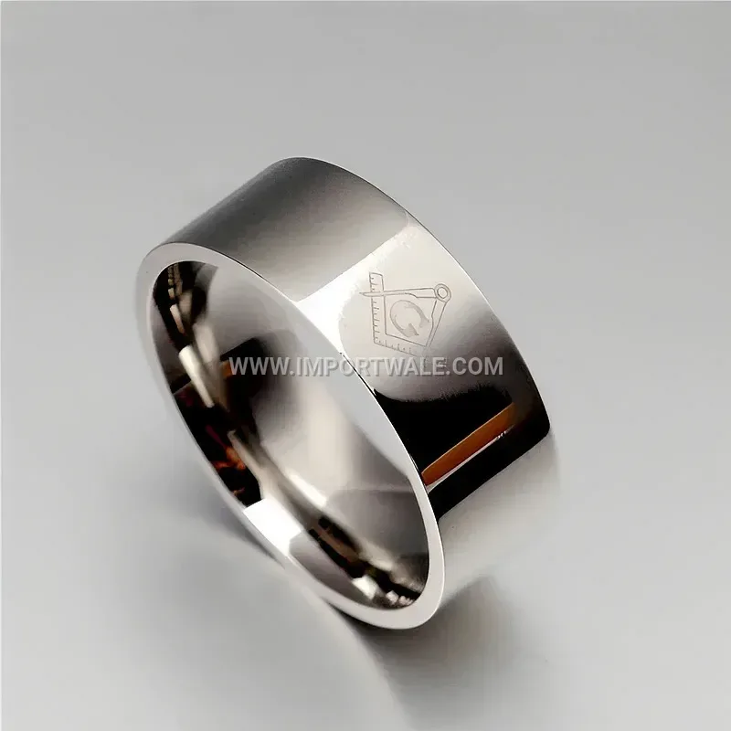 Flat Surface Stainless Steel Masonic Band Ring