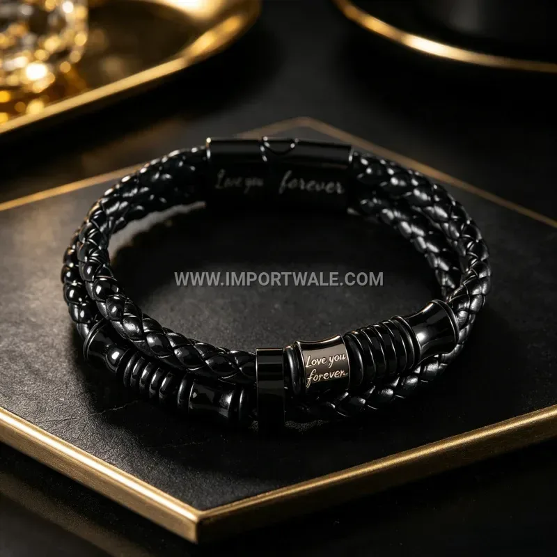Multi-Layer Braided PU Leather Men's Magnetic Clasp Bracelet