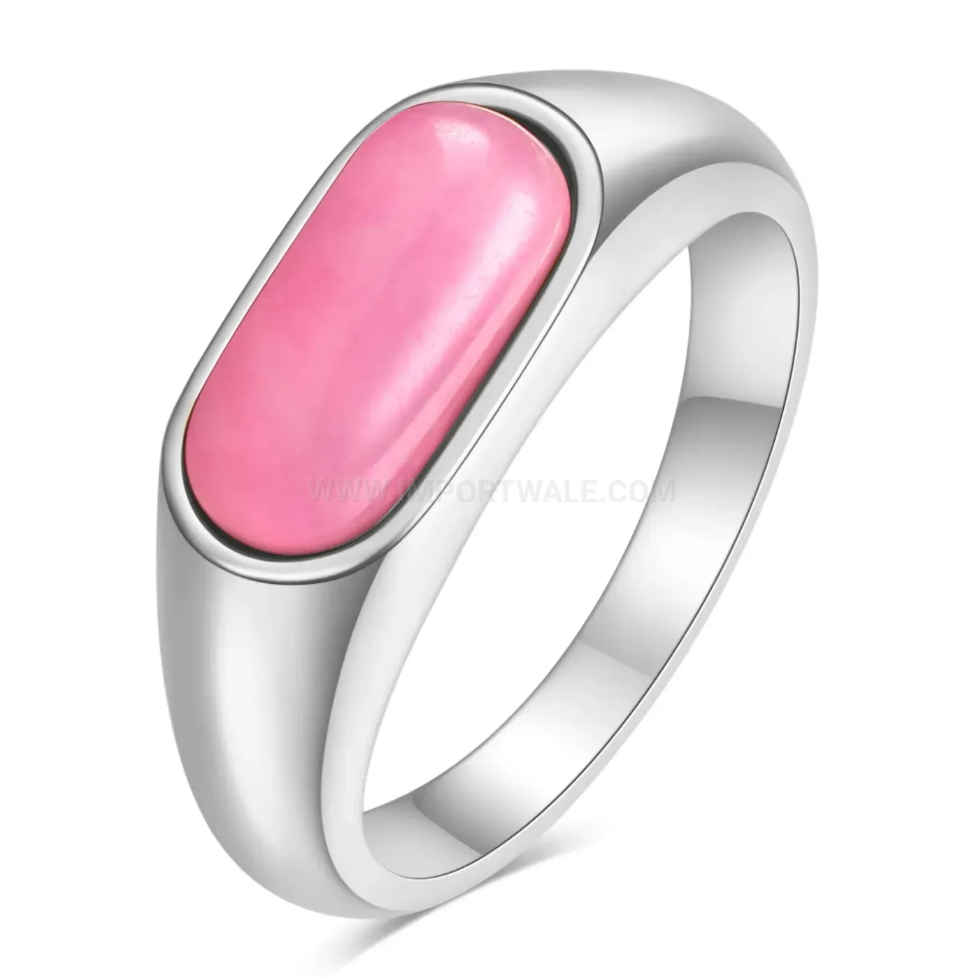 Premium Vintage Style Stainless Steel Natural Gemstone Inlaid Statement Ring