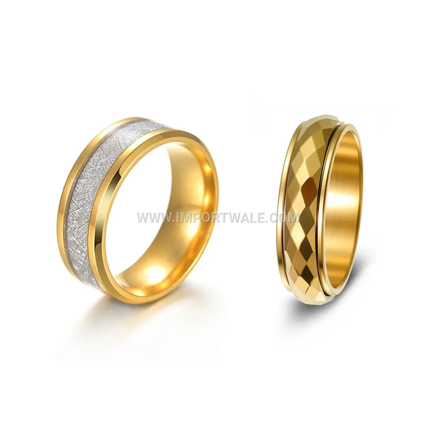 Beveled Edge Black Stainless Steel Engraved Couple Band Ring